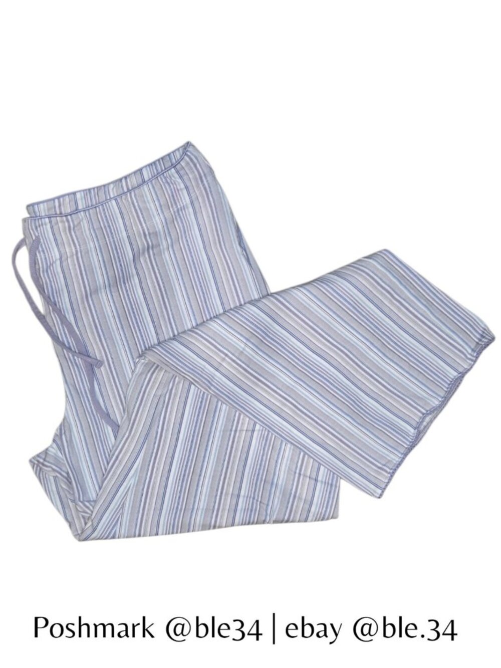 Vintage New York & Company Women's Striped Cotton Pajama Pants Drawstring